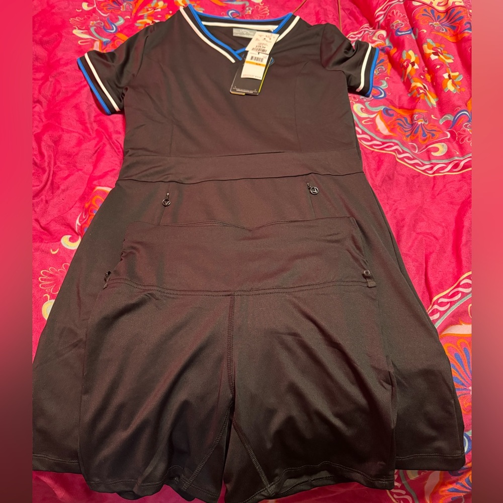 Callaway Black Dress with Blue and White Accents